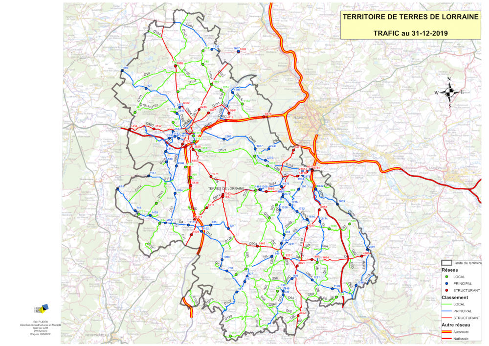 Trafic routier Territoire de Terres de Lorraine 2019